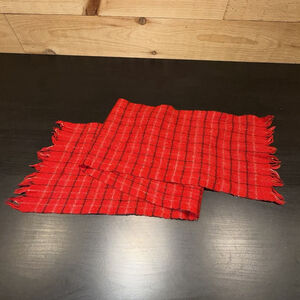 Carlo Palazzi 100% Wool Superfine Lambswool Blend Red Windowpane Plaid Scarf HTF